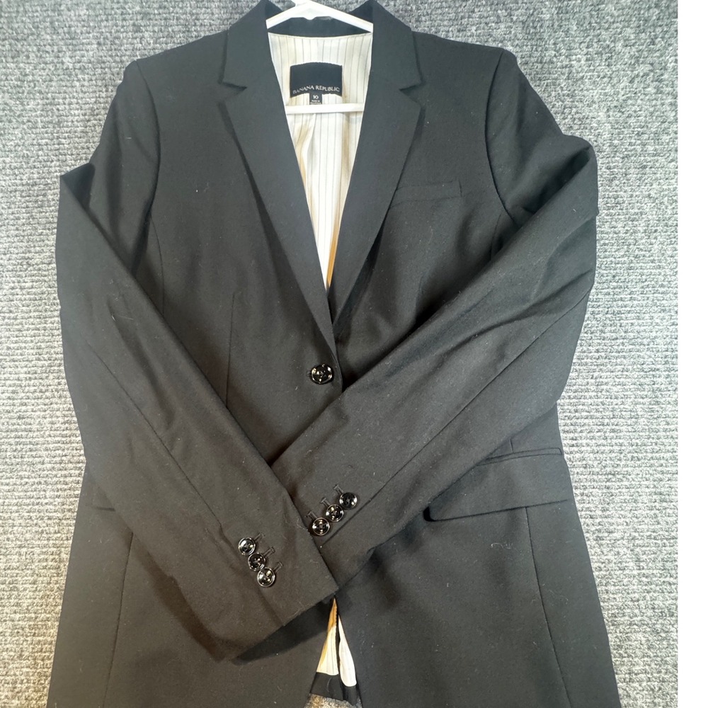 Banana Republic Black Wool Blend‎ Blazer Jacket Size 10